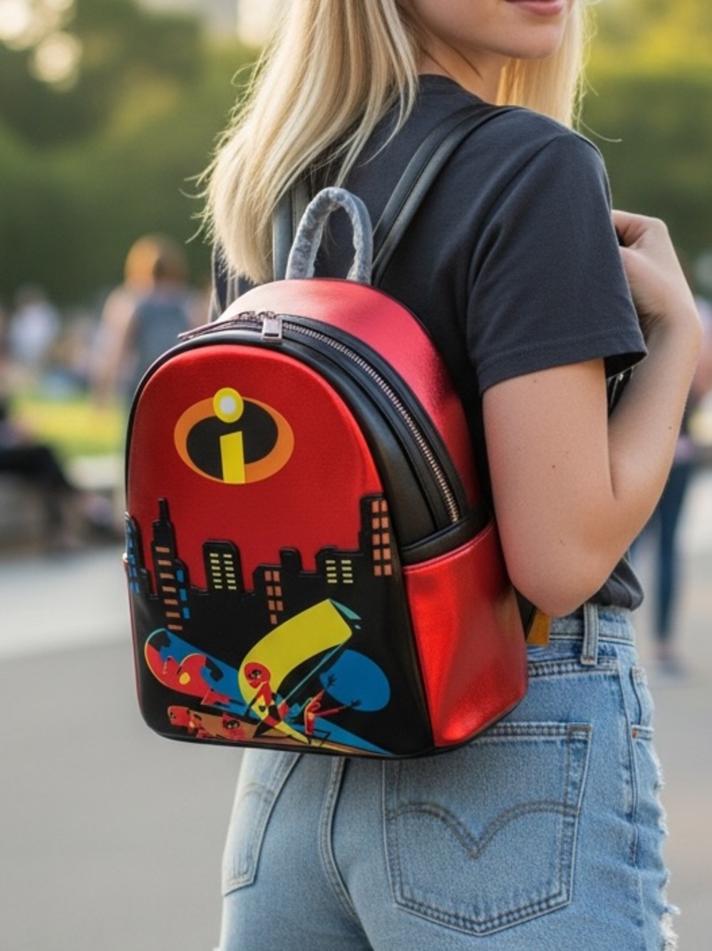 Disney Loungefly Pixar The Incredibles Movie Family Metallic Mini Backpack